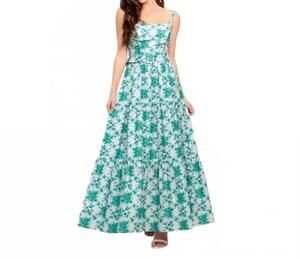 NEW FLYING TOMATO caicos maxi dress in off white/ jade